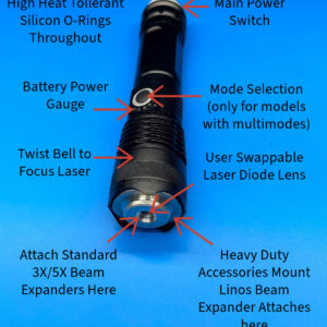 CAFL High Power Laser Pointer 6200mW Blue 450nm Continuous Duty 1x26650
