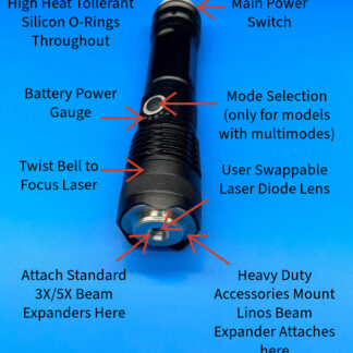 CAFL High Power Laser Pointer 6200mW Blue 450nm Continuous Duty 1x26650