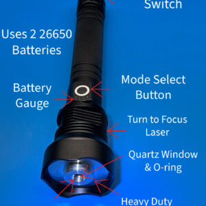 BAFL-G3 High Power Laser Pointer 8200mW Blue Continuous Duty IP-64 2x26650